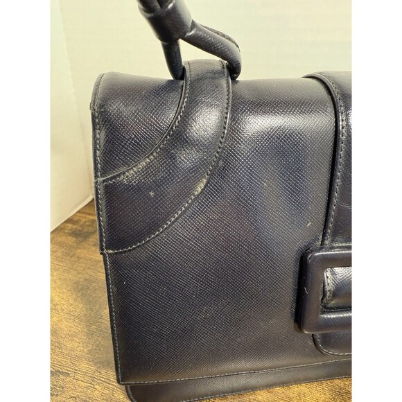 Vintage Bienen Davis Navy Accordian Style Handbag - Picture 2 of 16